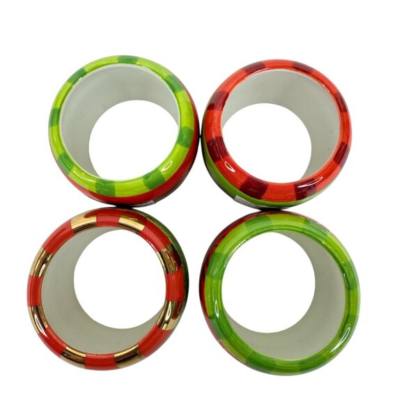 New Dept 56 Christmas Napkin Rings Candlelight Set Of 4 Ceramic Holiday 2004 - Picture 5 of 16